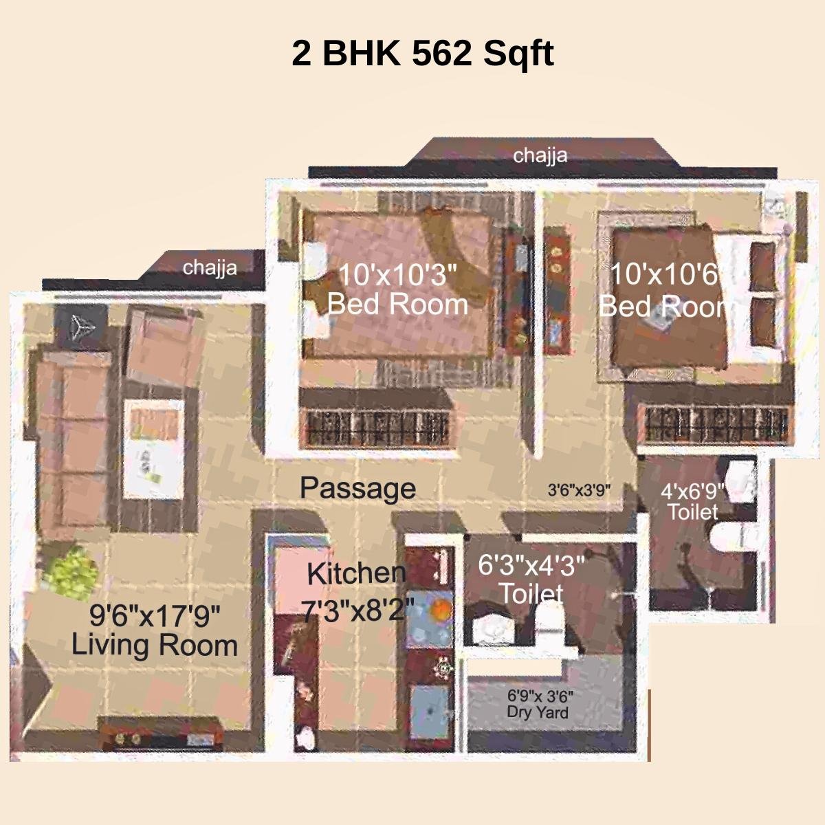 Sumeet-Elite-Floor-Plan-2-BHK-562-Sqft